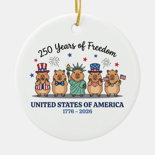 250th year of independence of USA, capybara Keramisch Ornament (Voorkant)