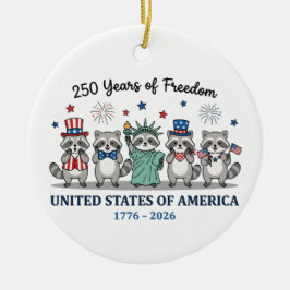 250th year of independence of USA, Raccoon Keramisch Ornament