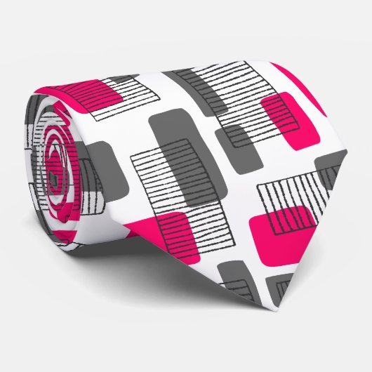 251215 - Neon Red en Grey Stropdas (Opgerold)