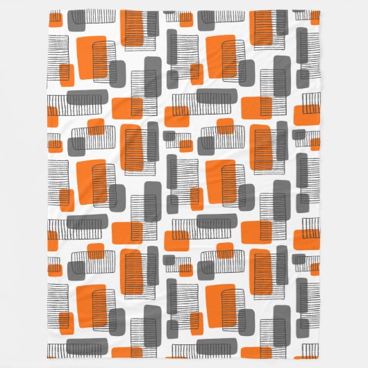 251215 - Oranje en grijs Fleece Deken (Voorkant)