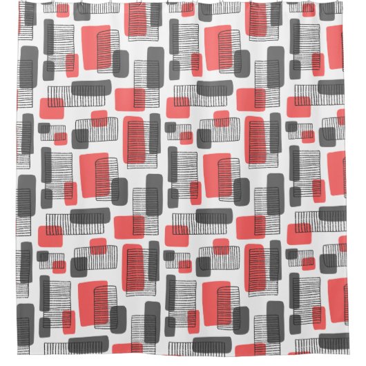 251215 - Tropisch roze en grijs Douchegordijn (Voorkant)