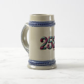 2525 Kerst STEIN, BLAUW/GRIJS 22 OZ / WIT/GOUDE Bierpul (Voorkant links)