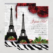 252 Christmas Paris Kaart Eiffeltoren Zebra (Voorkant / Achterkant)