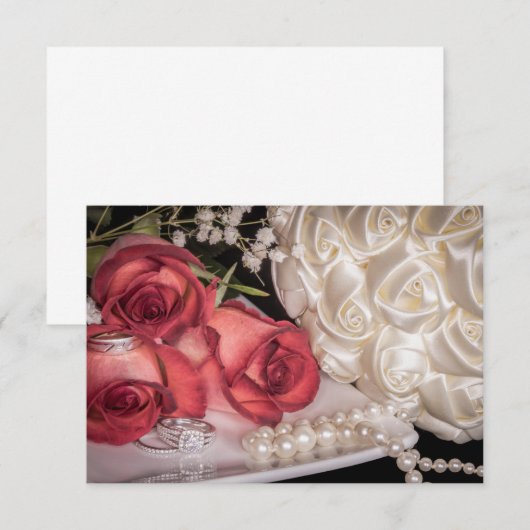 2586-Trouwrozen met ringen, parels Kaart (Voorkant / Achterkant)