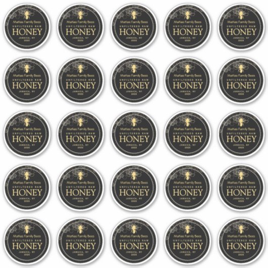 25 2.5" Waterdichte Mason Jar Honey Label (Voorkant)