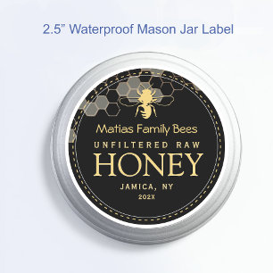 25 2.5" Waterdichte Mason Jar Honey Label
