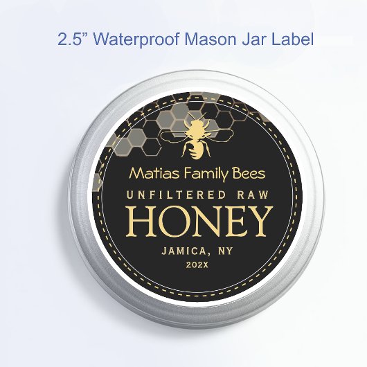 25 2.5" Waterdichte Mason Jar Honey Label
