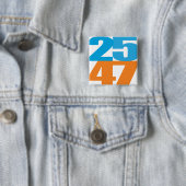 25 47 Blauw/Oranje Vierkante Button 5,1 Cm (In situ)