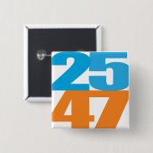25 47 Blauw/Oranje Vierkante Button 5,1 Cm (Voorkant /achterkant)