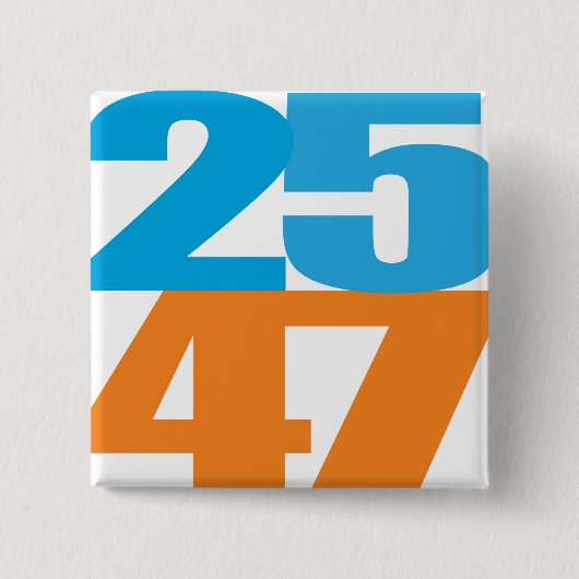 25 47 Blauw/Oranje Vierkante Button 5,1 Cm (Voorkant)