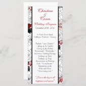 25 4 x 9 Trouwprogramma Zwarte Bloemen Rode blader Programmakaart (Voorkant / Achterkant)