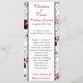 25 4 x 9 Trouwprogramma Zwarte Bloemen Rode blader Programmakaart (Voorkant)