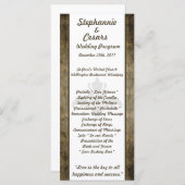 25 4x9 bruiloft programma  bruin damast programmakaart (Voorkant / Achterkant)