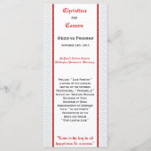 25 4x9 bruiloft programma grijs rood formele print programmakaart (Voorkant)