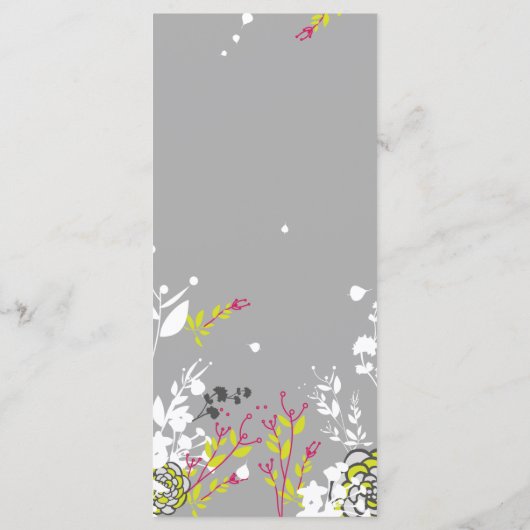 25 4x9 bruiloft programma lime groen/warm roze blo programmakaart (Achterkant)