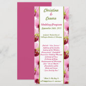 25 4x9 bruiloft programma roze orchidee lange stam programmakaart (Voorkant / Achterkant)