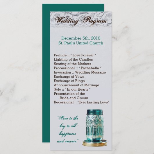 25 4x9 bruiloft programma rustieke land metselaar programmakaart (Voorkant / Achterkant)