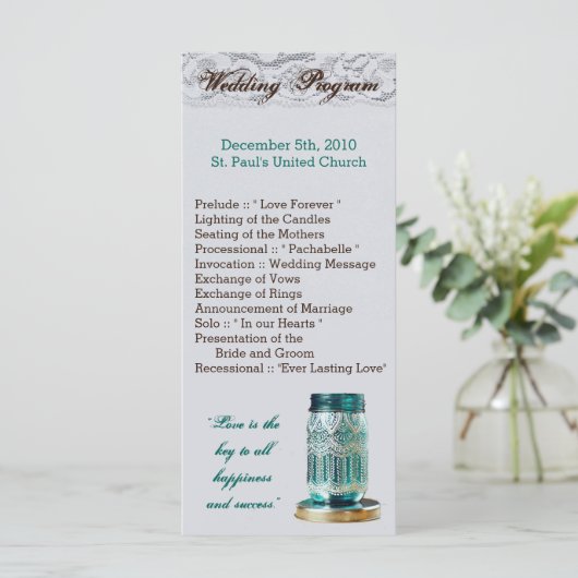 25 4x9 bruiloft programma rustieke land metselaar programmakaart (Staand voorkant)