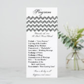 25 4x9 bruiloft programma zilveren glitter chevron programmakaart (Staand voorkant)