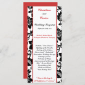 25 4x9 bruiloft programma zwart bloeien rode stree programmakaart (Voorkant / Achterkant)