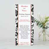 25 4x9 bruiloft programma zwart bloeien rode stree programmakaart (Staand voorkant)