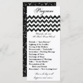 25 4x9 bruiloft programma zwart glitter chevron zi programmakaart (Voorkant / Achterkant)