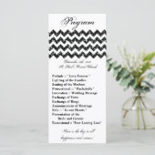 25 4x9 bruiloft programma zwart glitter chevron zi programmakaart (Staand voorkant)