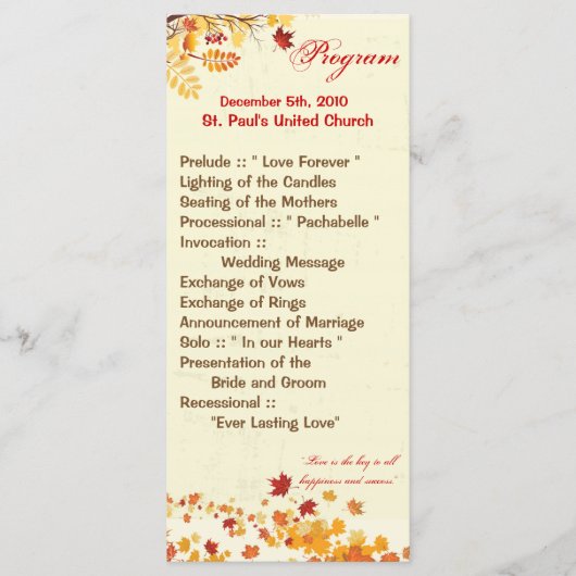 25 4x9 de Herfst van het Programma van de Weddensc Programmakaart (Voorkant)