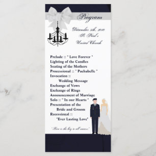 25 4x9 Huwelijksprogramma ARMY Uniform Blues Bride Programmakaart