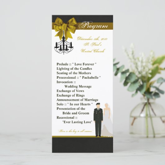 25 4x9 Huwelijksprogramma ARMY Uniform Groom Bride Programmakaart (Staand voorkant)