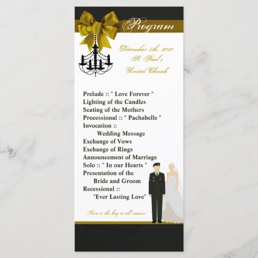 25 4x9 Huwelijksprogramma ARMY Uniform Groom Bride Programmakaart (Voorkant)