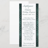 25 4x9 Huwelijksprogramma Blauwgroen  Damask Programmakaart (Voorkant / Achterkant)
