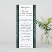 25 4x9 Huwelijksprogramma Blauwgroen  Damask Programmakaart (Staand voorkant)