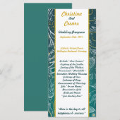 25 4x9 Huwelijksprogramma Blauwgroen/Geel Mosterd Programmakaart (Voorkant / Achterkant)