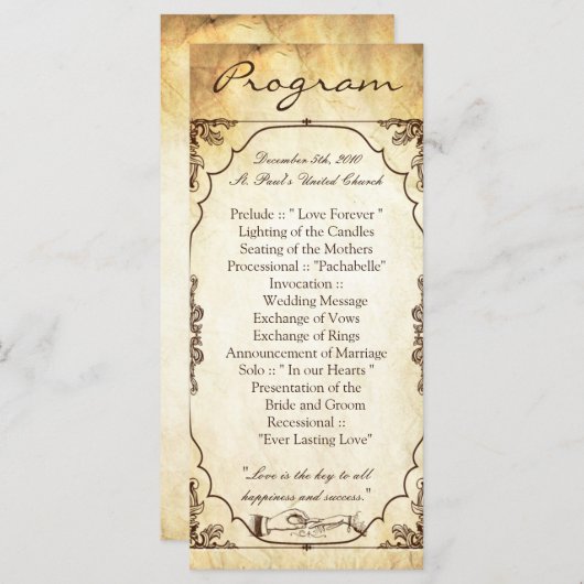 25 4x9 huwelijksprogramma ceremonie Ring Excha Programmakaart (Voorkant / Achterkant)