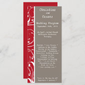 25 4x9 Huwelijksprogramma Crimson Red Grey BG Whit Programmakaart (Voorkant / Achterkant)