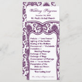 25 4x9 huwelijksprogramma Damask Lace Print Patroo Programmakaart (Voorkant / Achterkant)