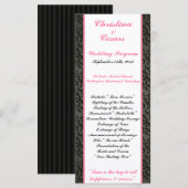 25 4x9 Huwelijksprogramma Damask/Stripes Roze Kroo Programmakaart (Voorkant / Achterkant)