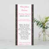 25 4x9 Huwelijksprogramma Damask/Stripes Roze Kroo Programmakaart (Staand voorkant)