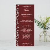 25 4x9 Huwelijksprogramma Dark Maroon Grey Swirls Programmakaart (Staand voorkant)