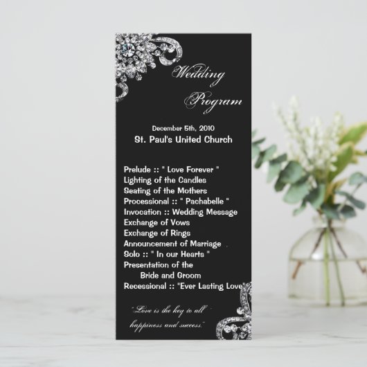 25 4x9 Huwelijksprogramma Diamond Ketting Jewlery Programmakaart (Staand voorkant)