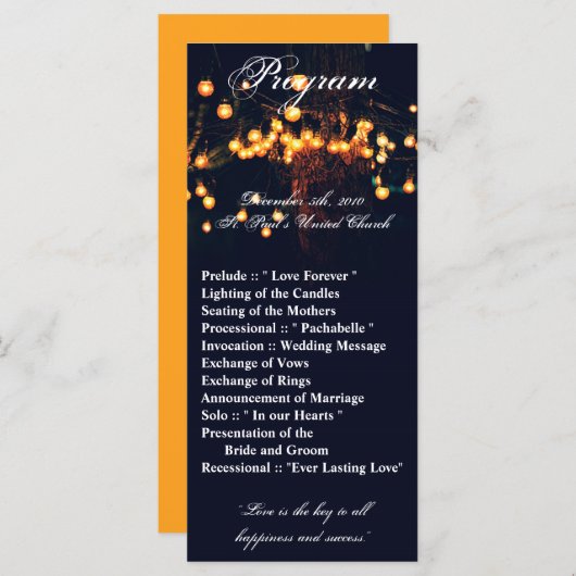 25 4x9 Huwelijksprogramma Eiken Boom String Lights Programmakaart (Voorkant / Achterkant)