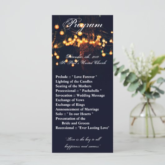 25 4x9 Huwelijksprogramma Eiken Boom String Lights Programmakaart (Staand voorkant)