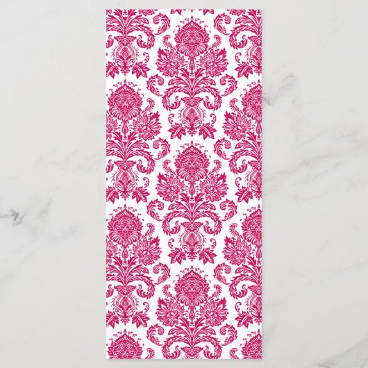 25 4x9 Huwelijksprogramma Fusia White Damask Lace  Programmakaart (Achterkant)