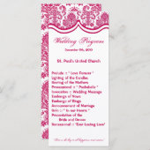 25 4x9 Huwelijksprogramma Fusia White Damask Lace  Programmakaart (Voorkant / Achterkant)