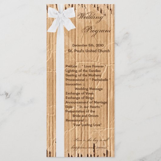 25 4x9 huwelijksprogramma gescheurd karton bewegen programmakaart (Voorkant)