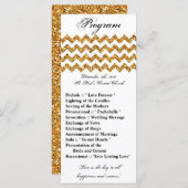 25 4x9 huwelijksprogramma Gouden Glitter Chevron Z Programmakaart (Voorkant / Achterkant)
