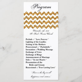 25 4x9 huwelijksprogramma Gouden Glitter Chevron Z Programmakaart