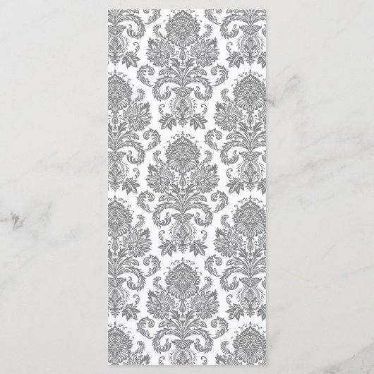 25 4x9 Huwelijksprogramma Grijs Geel Damask Kant Programmakaart (Achterkant)