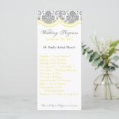 25 4x9 Huwelijksprogramma Grijs Geel Damask Kant Programmakaart (Staand voorkant)